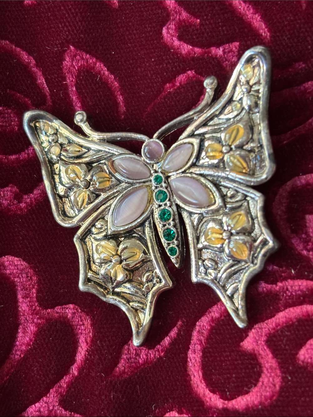 Vintage Silvertone enamel butterfly brooch costume, jewelry